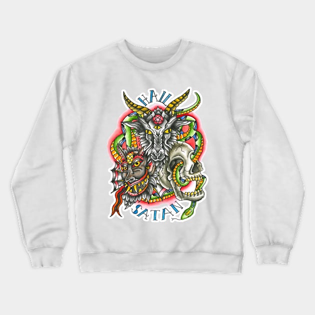 hail satan tattoo art Crewneck Sweatshirt by FinnIreland